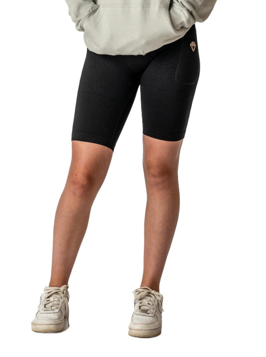 Ribbed Shorts with Pockets (Black) - Eclat Equestrian Online