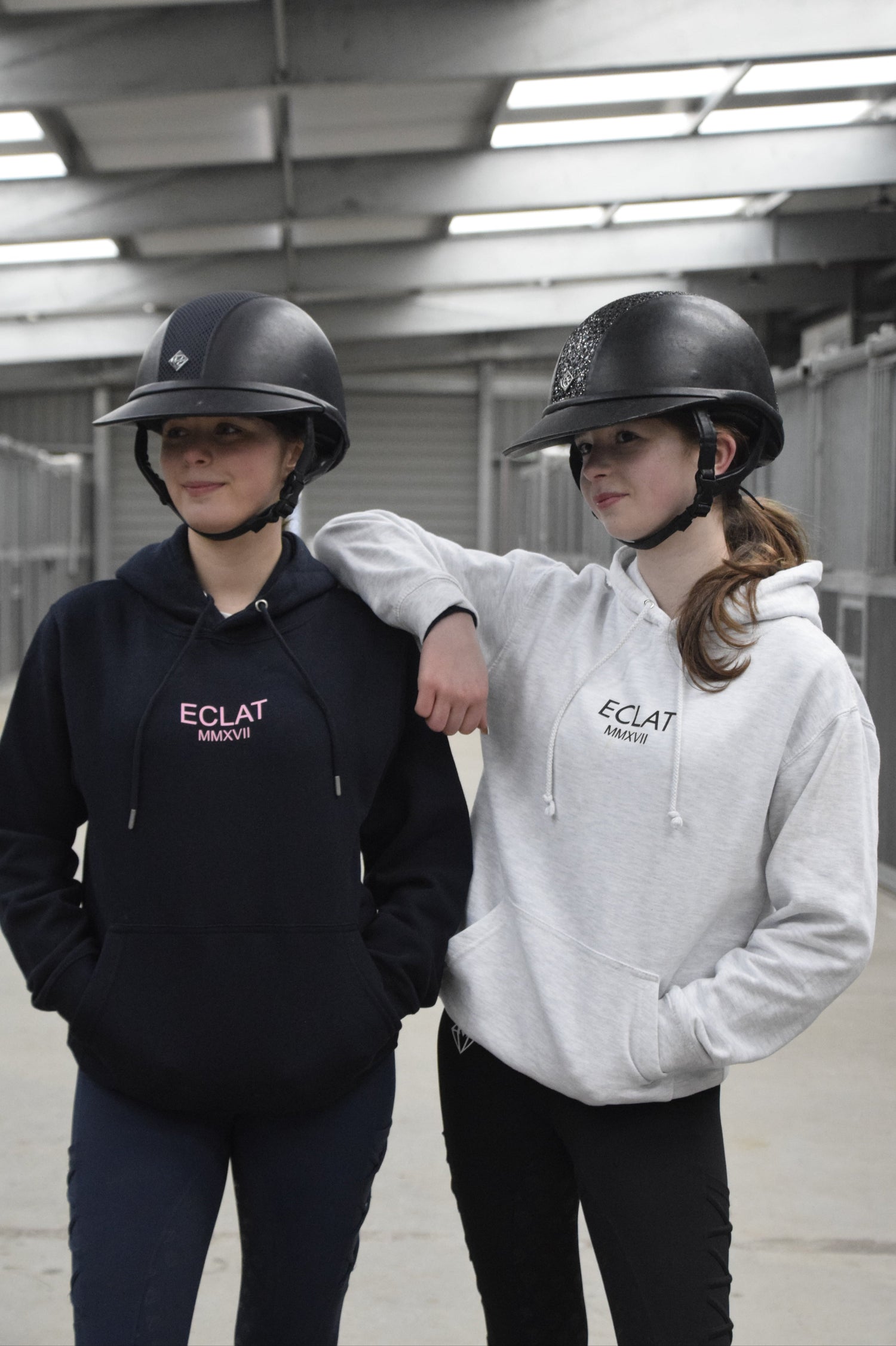 Eclat Roman hoodies in grey and navy worn by sponsored riders.