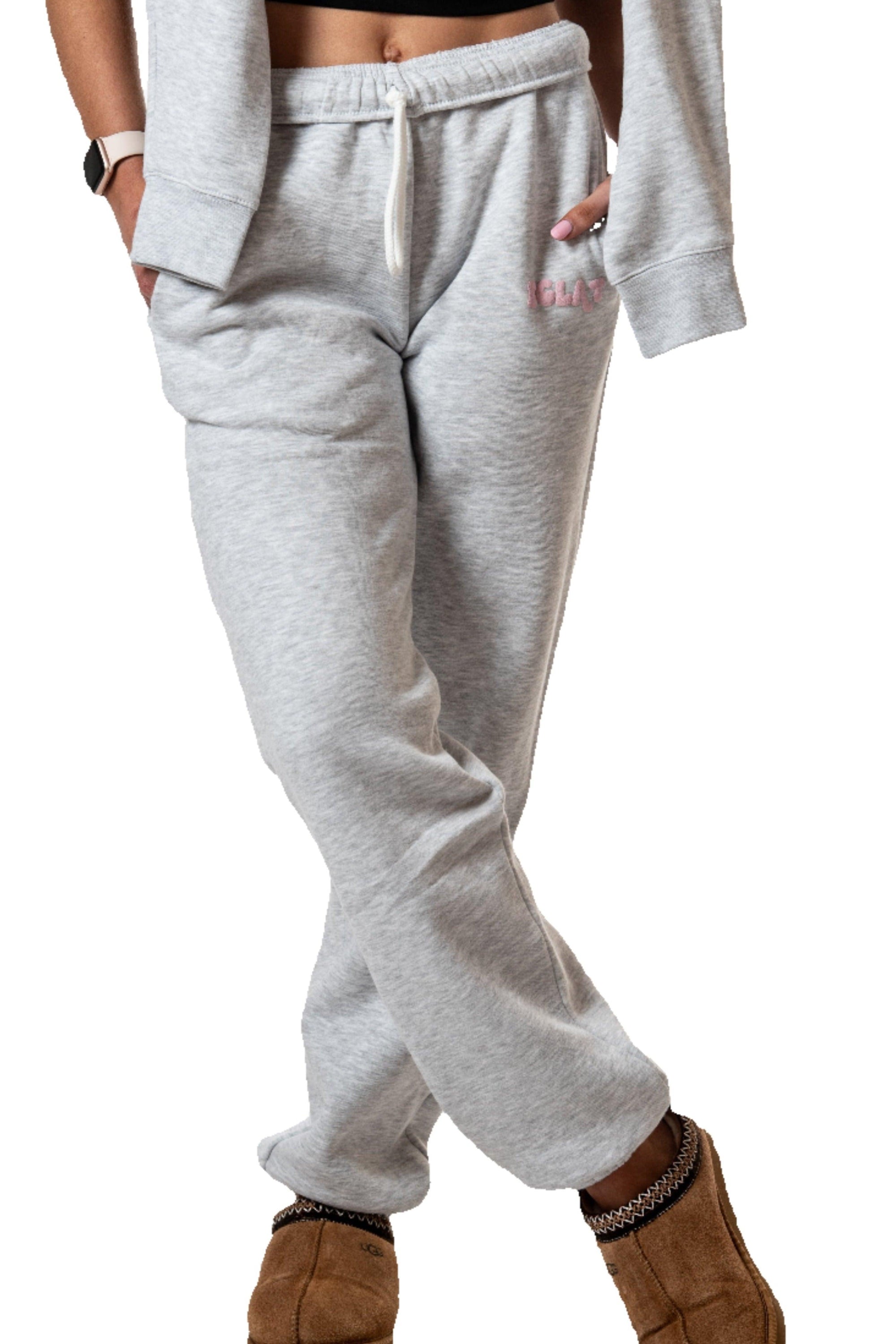 Pink grey joggers on sale