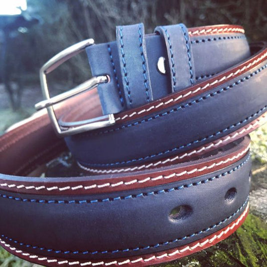 Franco Italian Leather Belt (Navy)